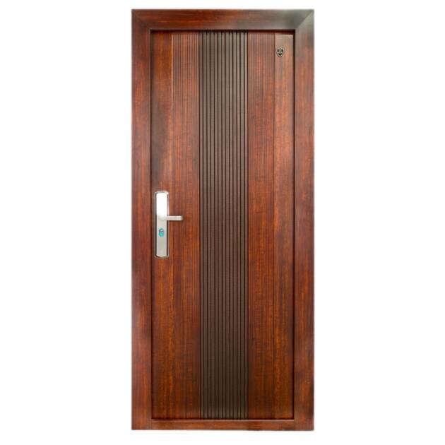 DG705 – Slimline Grooved Steel Door with Dual-Tone Wood Finish