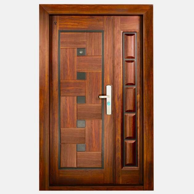 DG701 – Royal Series Steel Door with Solid Side Panel & Woodgrain Finish